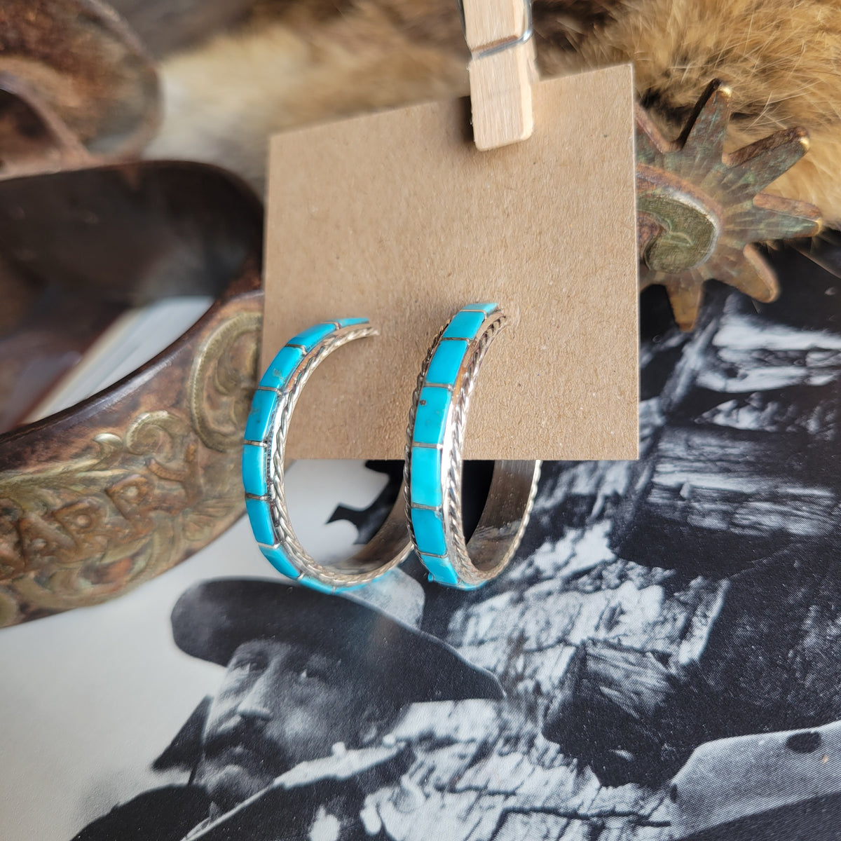XL Turq Inlay Hoop main image 1