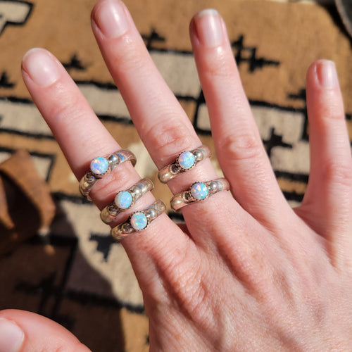 White Opal Stacker Ring