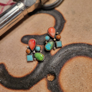 The Lou Cluster Studs - Spiny×Turquoise