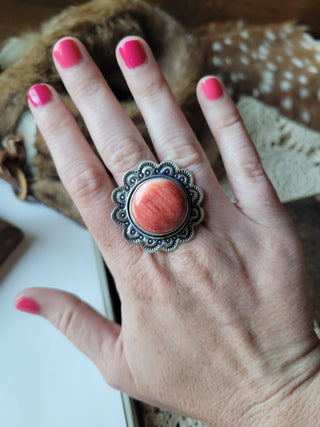 The Ophelia Ring - Sz 7.5 - Red Spiny