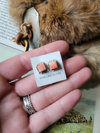 The Claudette Studs - Light Red Spiny Oyster