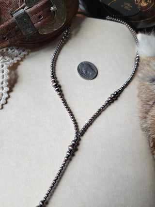 Graduated Pearl Lariat - Copper