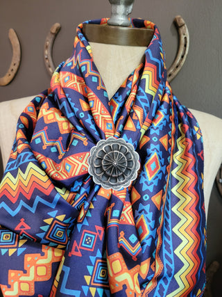Blue Aztec - Silk Wild Rag