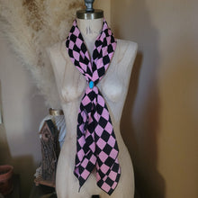 Load image into Gallery viewer, 36&quot; - Pink/Black Checkered Silk Wild Rag