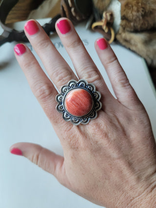 The Ophelia Ring - Sz 7.5 - Red Spiny