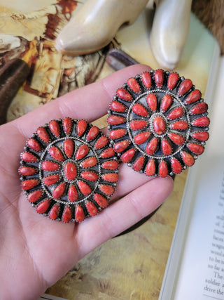 The Darlene Cluster Studs - Apple Coral