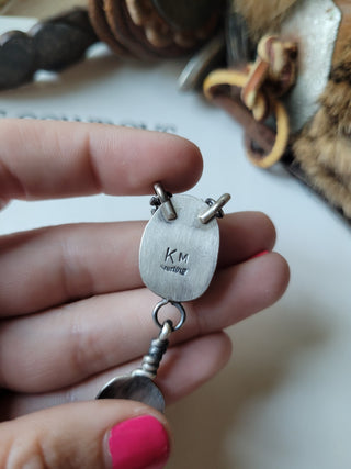 The Lottie Feather Necklace - Blue Moon