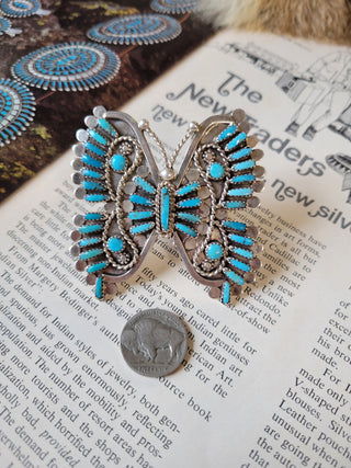 The Marceline Needlepoint Butterfly Ring - Kingman - Adjustable