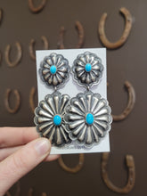 Load image into Gallery viewer, The Wade Double Concho Statement Earrings - Turquoise