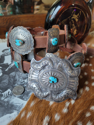 Dan Morgan Concho Belt - Kingman Turquoise