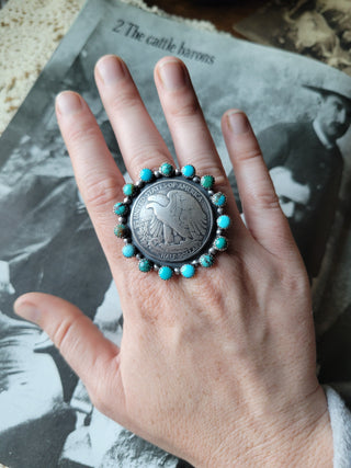 The Bonnie Half Dollar Ring - Sz  8.75 - Kingman