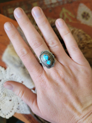 Golden Hills Stamped Ring - sz 7.75