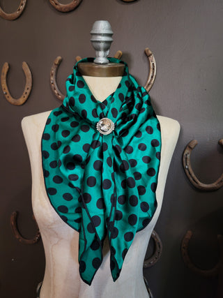 Emerald & Black Dots - 36" Silk Wild Rag