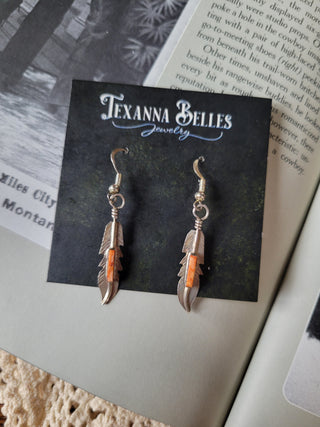 Orange Spiny Feather Dangles