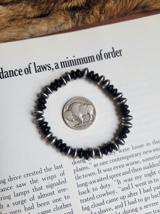 7mm Saucer Pearl Bracelet - Onyx