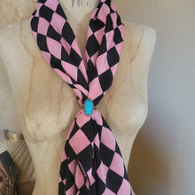 Load image into Gallery viewer, 36&quot; - Pink/Black Checkered Silk Wild Rag