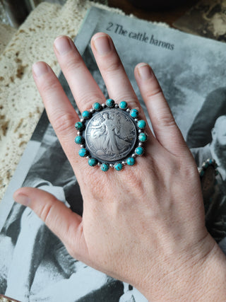The Bonnie Half Dollar Ring - Sz  8 - Kingman