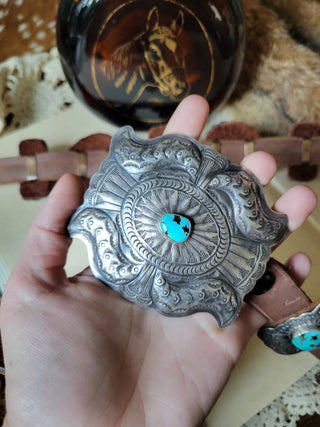Dan Morgan Concho Belt - Kingman Turquoise