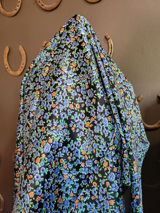 Blue Floral - 36" Silk Wild Rag