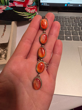 Lauren - dark red/org lariat