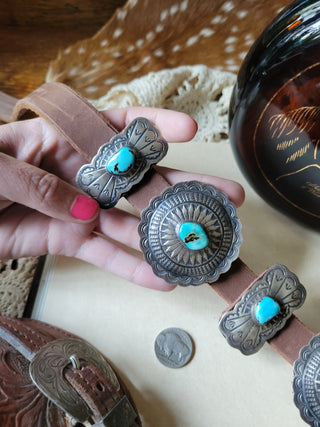 Dan Morgan Concho Belt - Kingman Turquoise