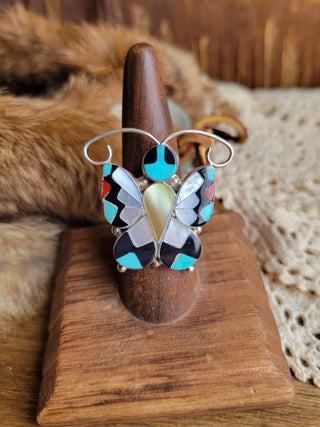 The Walton Butterfly Inlay Ring - Adjustable