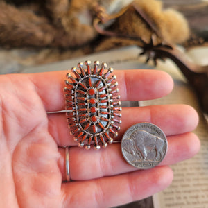 Coral Needlepoint Cluster Ring