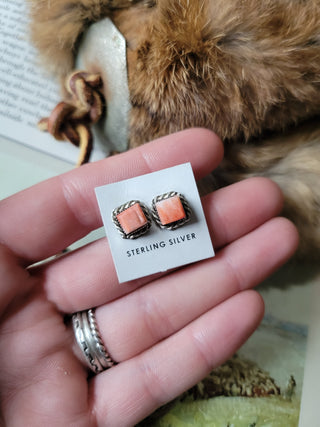 The Claudette Studs - Light Red Spiny Oyster
