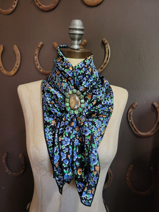Blue Floral - 36" Silk Wild Rag