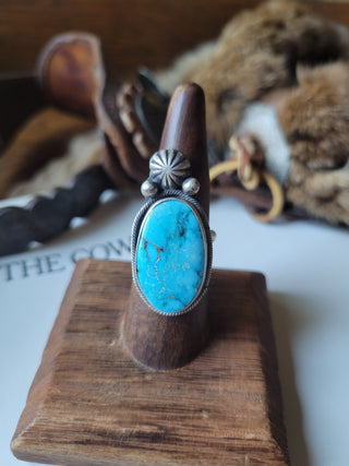 The Canyon Moon Ring - Sz 8.5 - White Water Turquoise