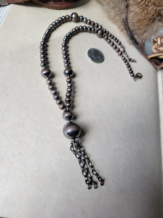 Copper Pearl Tassel Necklace