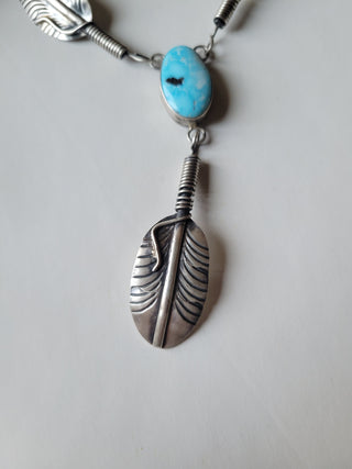 The Dolly Feather Lariat - White Water Turquoise