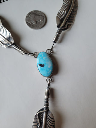The Dolly Feather Lariat - White Water Turquoise