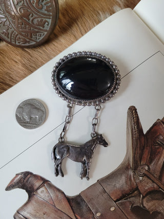 The Ellis Horse Brooch - Onyx