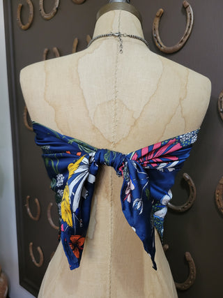 Navy Wildflowers - 36" Silk Wild Rag