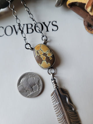 The Lottie Feather Necklace - Blue Moon