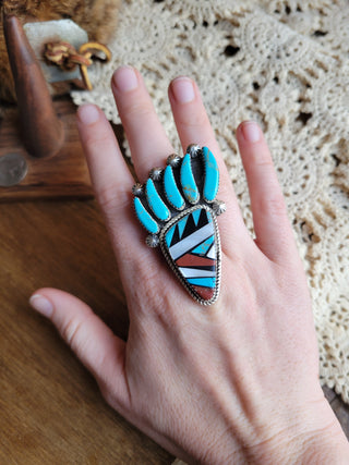 The Livingston Bear Paw Inlay Ring - Sz 9