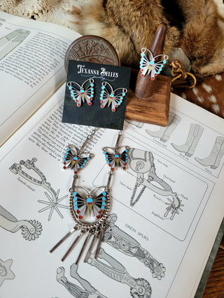 The Huxley Inlay Butterfly Necklace Set - 3pc