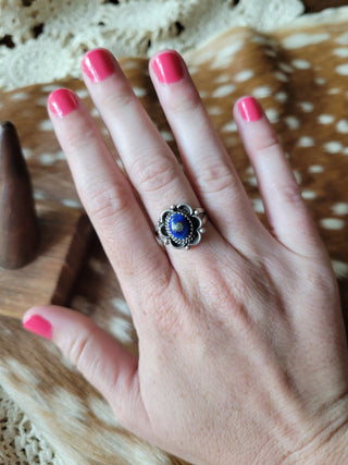 The Ramsey Flower Ring - Sz 8 - Lapis