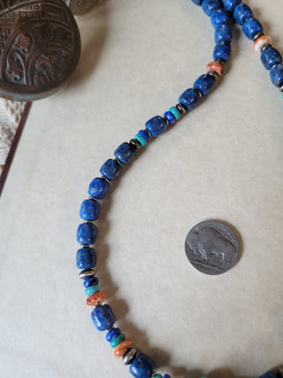 The Lorraine Lapis Necklace - Orange Spiny & Kingman