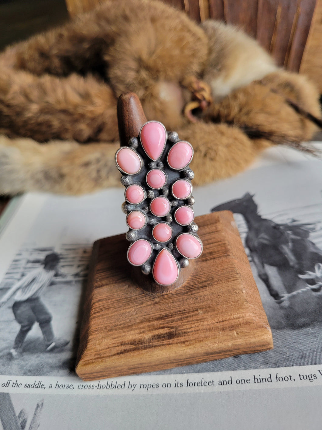 Pink Conch Cluster Ring