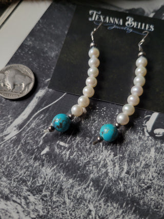 The Ramona Earrings - Turquoise & Pearls