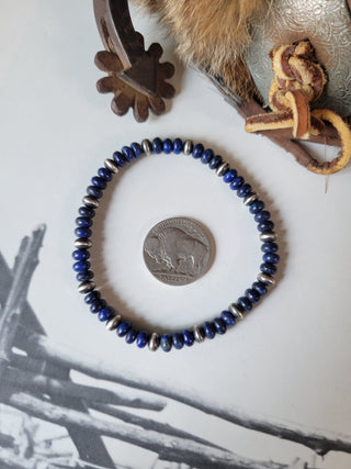 5.5mm Lapis Saucer Pearl Bracelet
