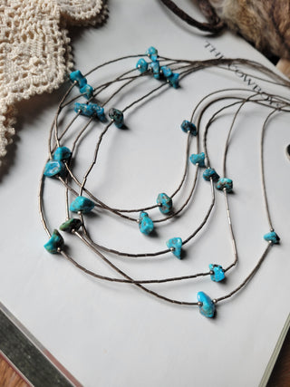 The Sandy Liquid Silver Necklace - 5 Strand - Vintage