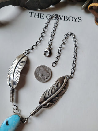 The Dolly Feather Lariat - White Water Turquoise