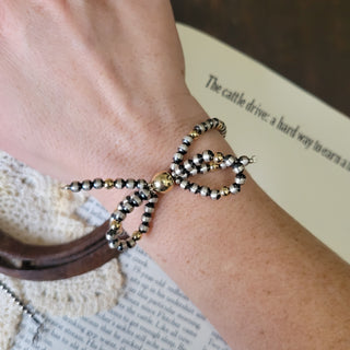 Silver & Gold.. Pearl Bow Bracelet