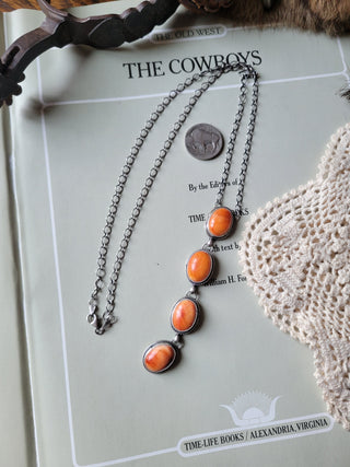The Bandera Drop Necklace - Orange Spiny