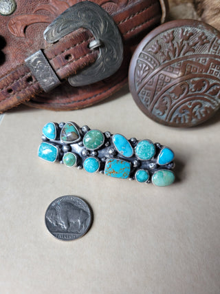 Elaine Cluster Hair Barrette - Mixed Mine Turquoise