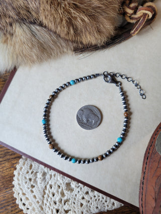 4mm Pearl Anklet - Kingman & Jasper