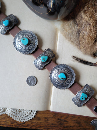 Dan Morgan Concho Belt - Kingman Turquoise
